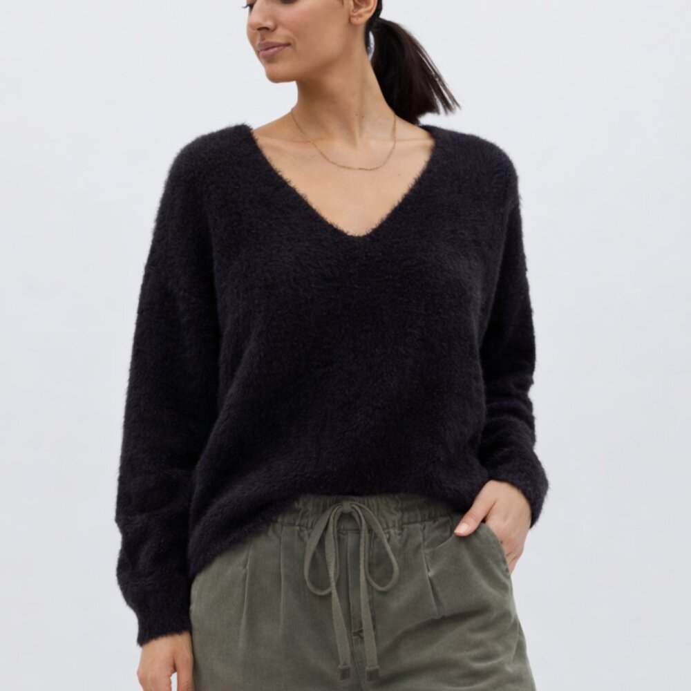 Free People Princess‎ V Neck Sweater Black Medium